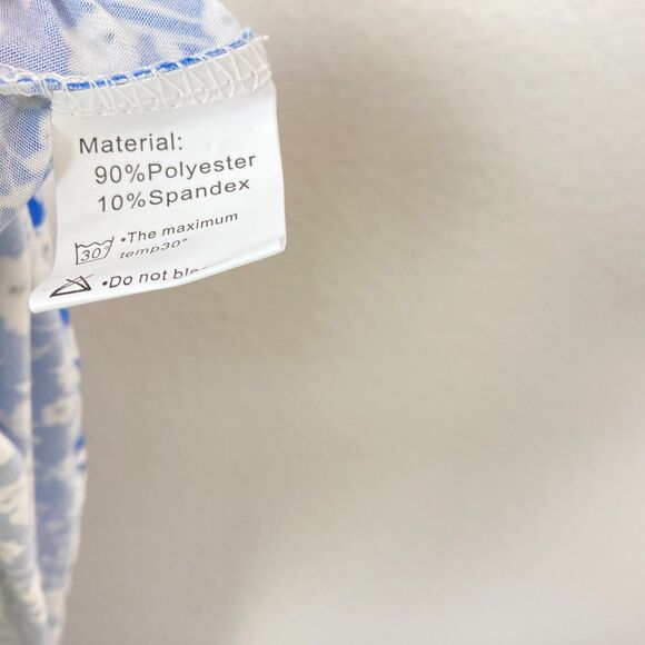 Auselily Women's NWT V-Neck Maxi Fit & Flare Dress Size S-M Blue White Floral - Picture 6 of 7